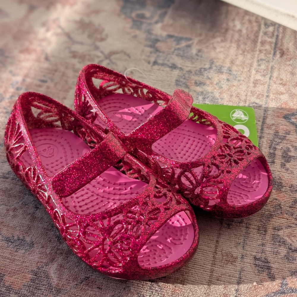 CROCS Glittery Pink Kids Sandals